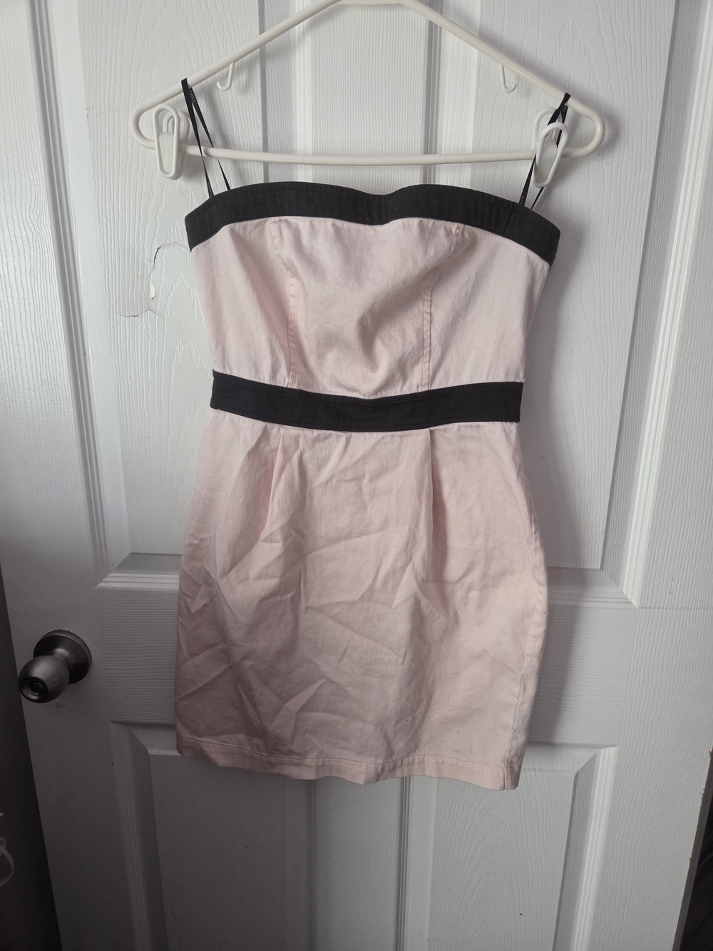 Forever 21 Pink Strapless Mini Dress with Black Trim